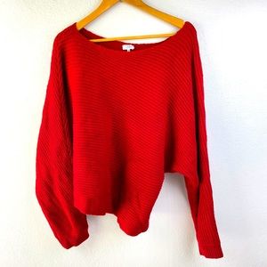 Tobi red heavy knitted poncho